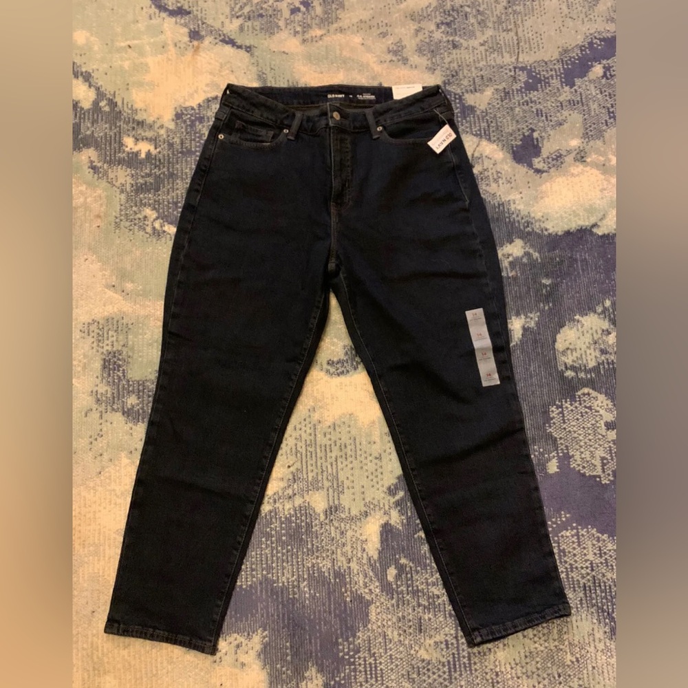 Old Navy Womens High Rise OG Straight Secret Slim Pockets Jeans Size 14 Dark NWT